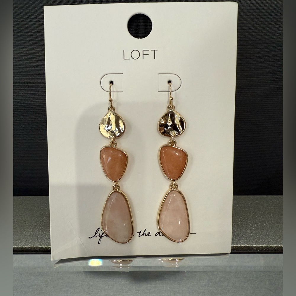 LOFT Gold and Pink Dangle Earrings